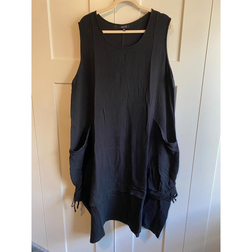 Tunic Dress Comfy USA Women 2X Black Tiered Langenlook Midi Black Whimsigoth r2